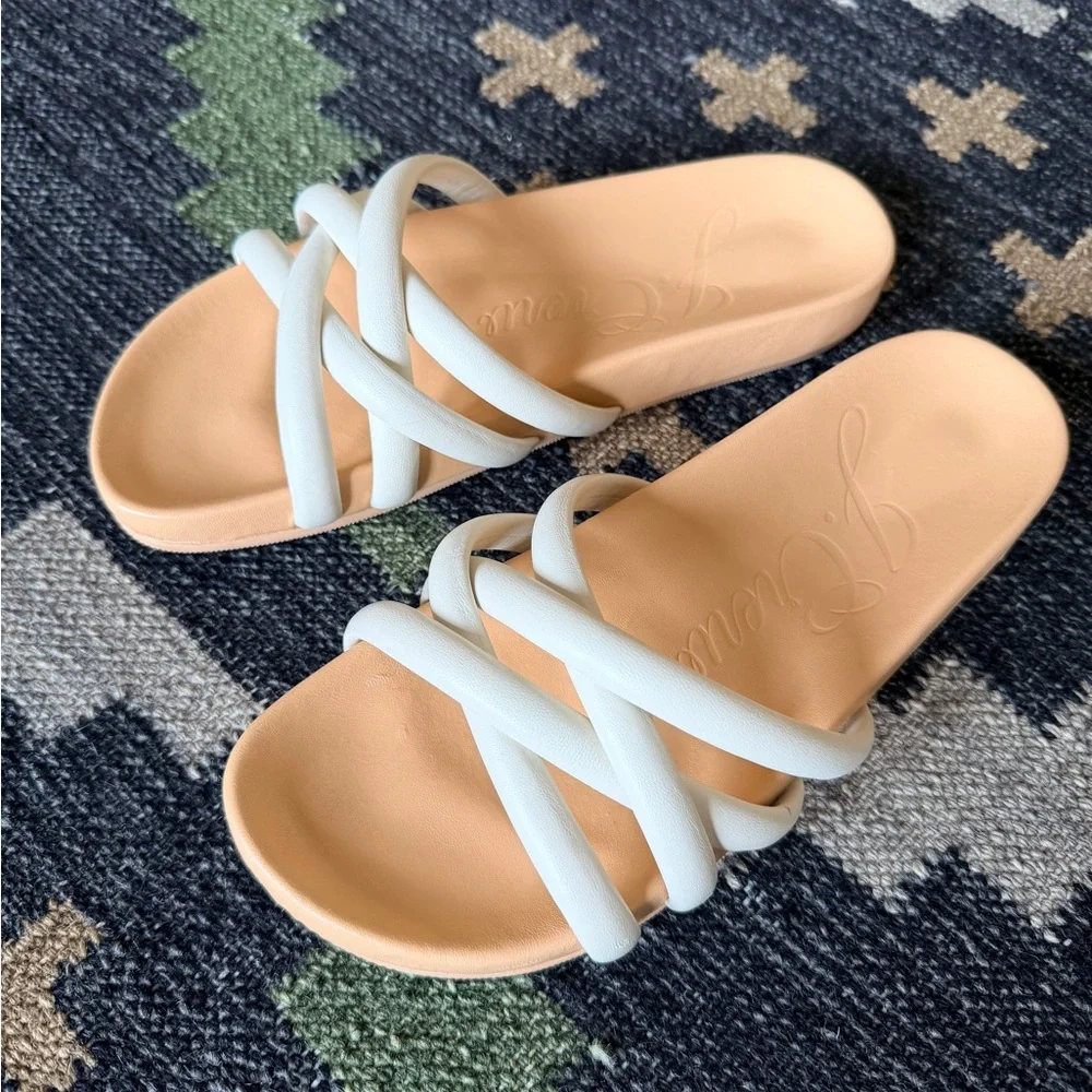 J.Crew Pacific Cushy Leather Strappy Sandals Cream White Size 8